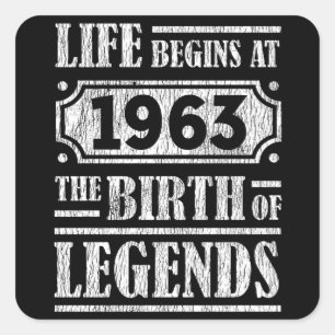 人生は1963年に始まる伝説の誕生59誕生日 スクエアシール