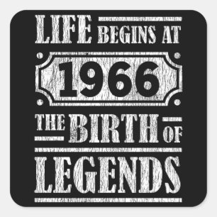 人生は1966年に始まる伝説の誕生56誕生日 スクエアシール