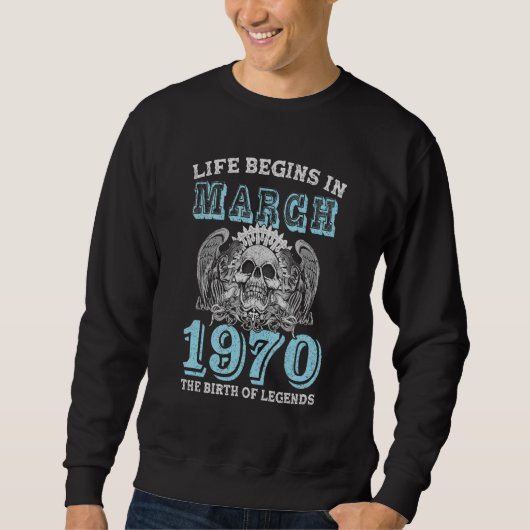 人生は1970年3月に伝説の誕生を始める スウェットシャツ (正面)