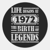 人生は1972年に始まる伝説の誕生50誕生日 ラウンドシール (正面)