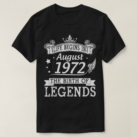 人生は1972年に威厳がある始まる伝説の誕生48 Tシャツ (デザイン正面)