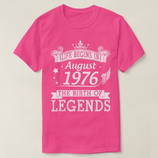 人生は1976年に威厳がある始まる伝説の誕生44 Tシャツ (デザイン正面)
