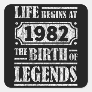 人生は1982年に始まる伝説の誕生40th誕生日 スクエアシール