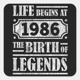 人生は1986年に始まる伝説の誕生36誕生日 スクエアシール