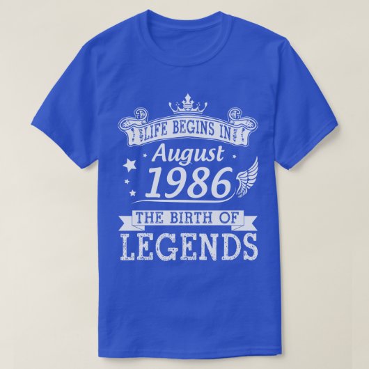 人生は1986年に威厳がある始まる伝説の誕生34 Tシャツ (デザイン正面)