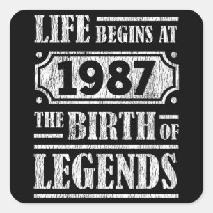 人生は1987年に始まる伝説の誕生35誕生日 スクエアシール