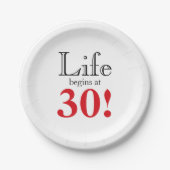 人生は30さくらんぼ赤と黒レトロで始まカッコいいる ペーパープレート (正面)