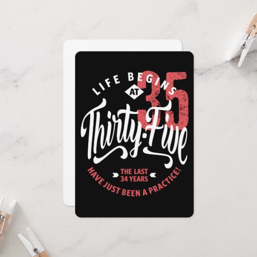 人生は35時に始まる |第35誕生日 カード (正面/裏面インサイチュ)