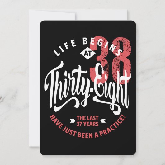 人生は38時に始まる |第38誕生日 カード (正面)