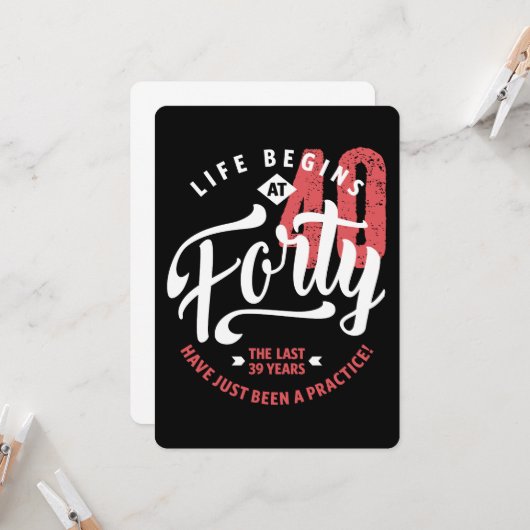 人生は40時に始まる | 40th誕生日 カード (正面/裏面インサイチュ)