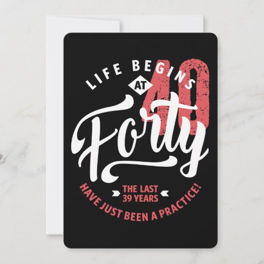 人生は40時に始まる | 40th誕生日 カード (正面)