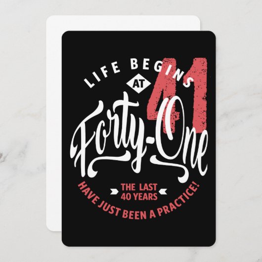 人生は41から始まる | 41番目の誕生日 招待状 (正面/裏面)