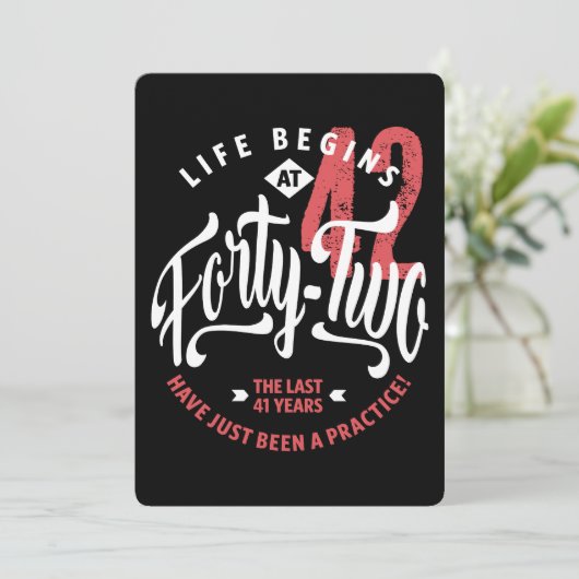 人生は42時に始まる | 42番目の誕生日 カード (スタンド正面)