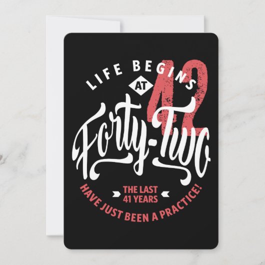 人生は42時に始まる | 42番目の誕生日 カード (正面)