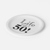 人生は50ブラックのレトロカッコいいフォントから ペーパープレート (アングル)