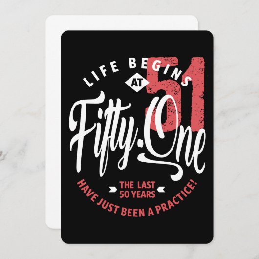 人生は51から始まる | 51番目の誕生日 招待状 (正面/裏面)