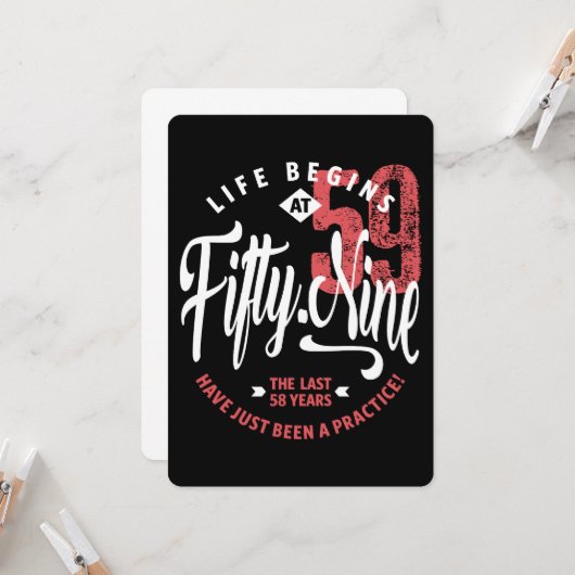 人生は59時に始まる | 59誕生日 カード (正面/裏面インサイチュ)