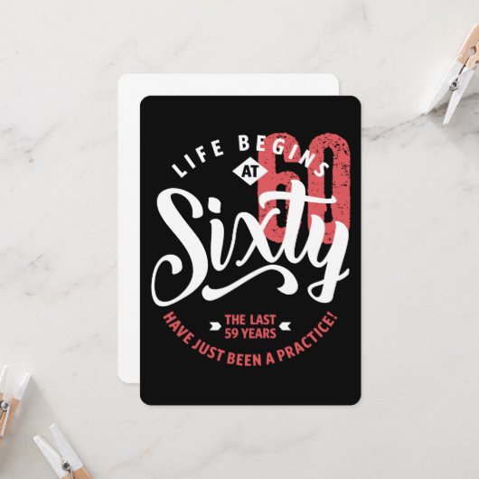 人生は60時に始まる |第60誕生日 カード (正面/裏面インサイチュ)