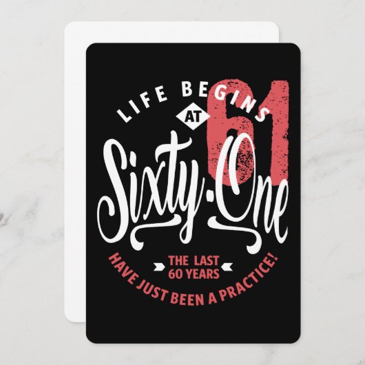 人生は61から始まる | 61番目の誕生日 招待状 (正面/裏面)