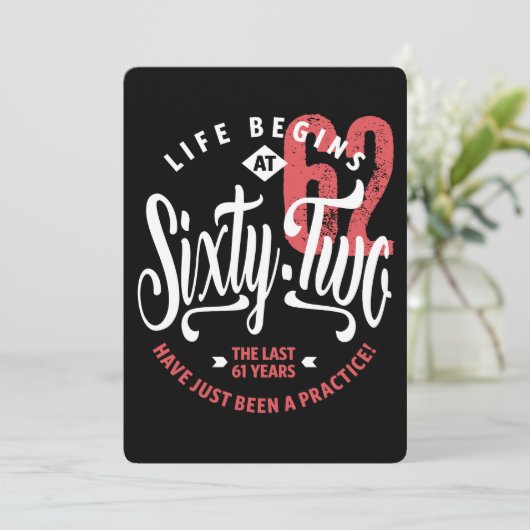 人生は62時に始まる | 62番目の誕生日 カード (スタンド正面)
