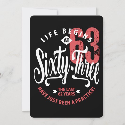 人生は63時に始まる | 63番目の誕生日 カード (正面)