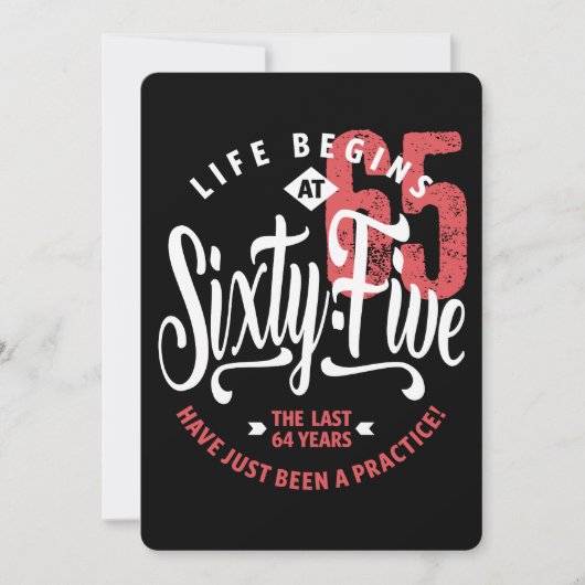 人生は65時に始まる |第65誕生日 カード (正面)