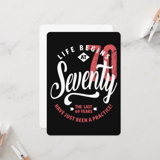 人生は70時に始まる |第70誕生日 カード (正面/裏面インサイチュ)