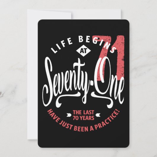 人生は71から始まる | 71番目の誕生日 招待状 (正面)