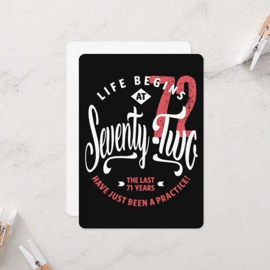 人生は72時に始まる | 72番目の誕生日 カード (正面/裏面インサイチュ)