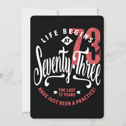 人生は73時に始まる | 73番目の誕生日 カード (正面)