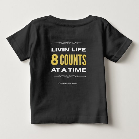 "人生は8カウントで楽しむ" ベビーTシャツ (裏面)