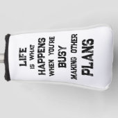 人生は…おもしろいやる気を起こさせる引用文 ゴルフヘッドカバー (正面)