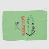 人生は…ゴルフ、ゴルフ、グリーンで良クールい ゴルフタオル (横)