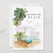 人生は、ビーチの動く発表で良い 招待状 (正面)