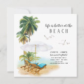 人生は、ビーチの動く発表で良い 案内状 (正面)