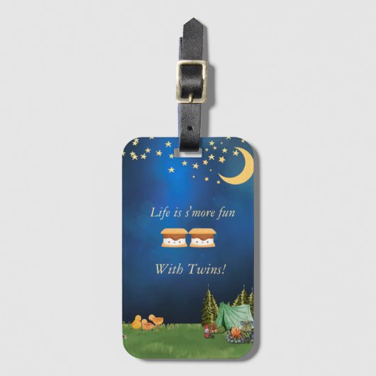 人生はS'moreおもしろいとツインズラゲッジタグ ラゲッジタグ (正面縦)