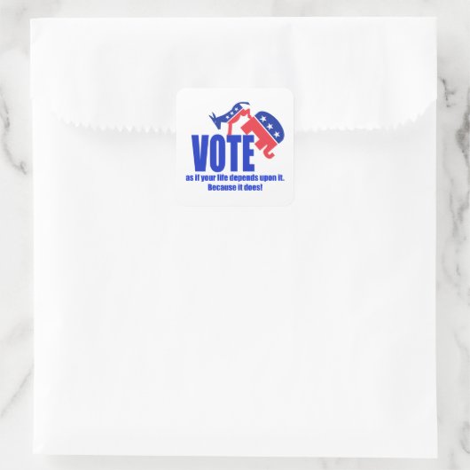 人生もしの左右で投票する スクエアシール (バッグ)