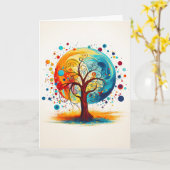 人生よくはしゃぐの陽気な木自然 カード (黄色い花)