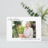 人生よく生きた台本カジュアル写真の葬儀 サンキューカード (スタンド正面)