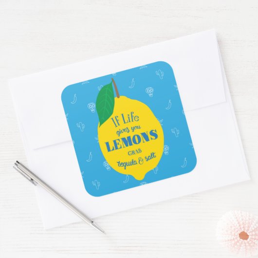 人生よもし与えりレモン、テキーラと塩をつかむ スクエアシール (封筒)