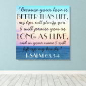 人生より良いバイブル聖句詩篇63:3-4T キャンバスプリント (インサイチュ (ウッドフロア))