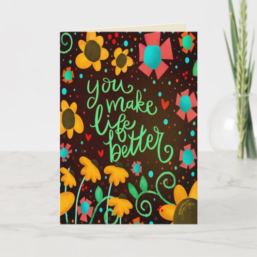 人生をより良いかわいらしフローラスタイリッシュおもしろい カード (正面)