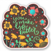 人生をより良いフローラおもしろいインスピレーション シール (正面)