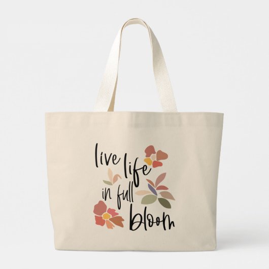 人生をフル開花良感じい引用文 ラージトートバッグ (裏面)