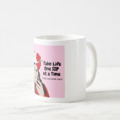 人生を一口ずつ飲む コーヒーマグカップ (正面右)
