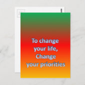 人生を変えるには、優先順位を変える ポストカード (正面/裏面)