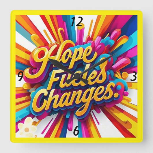 「人生を変える」 スクエア壁時計 (正面)