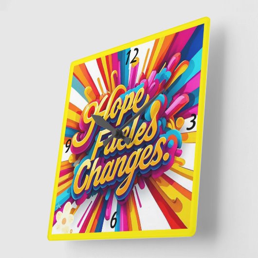 「人生を変える」 スクエア壁時計 (傾斜)