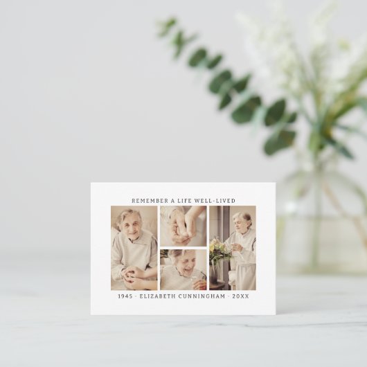 人生を思い出モダンすシンプルる4写真コラージュ 名刺 (スタンド正面)