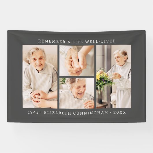 人生を思い出モダンすシンプルる4写真コラージュ 横断幕 (横)